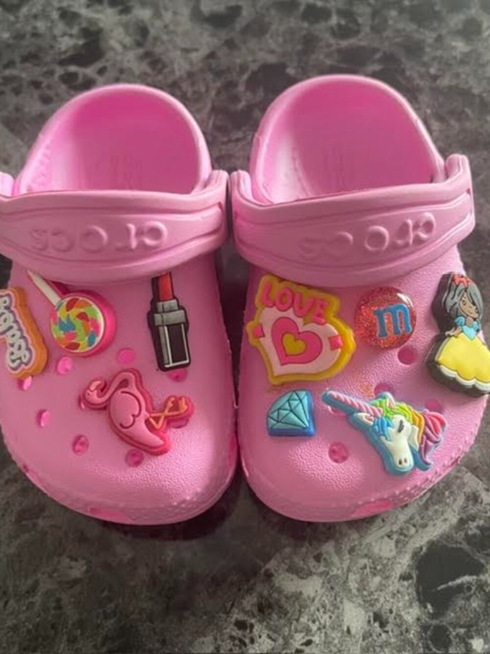 Crocs Classic Clogs Toddler Girls Pink with Jibbitz Charms – Size C5